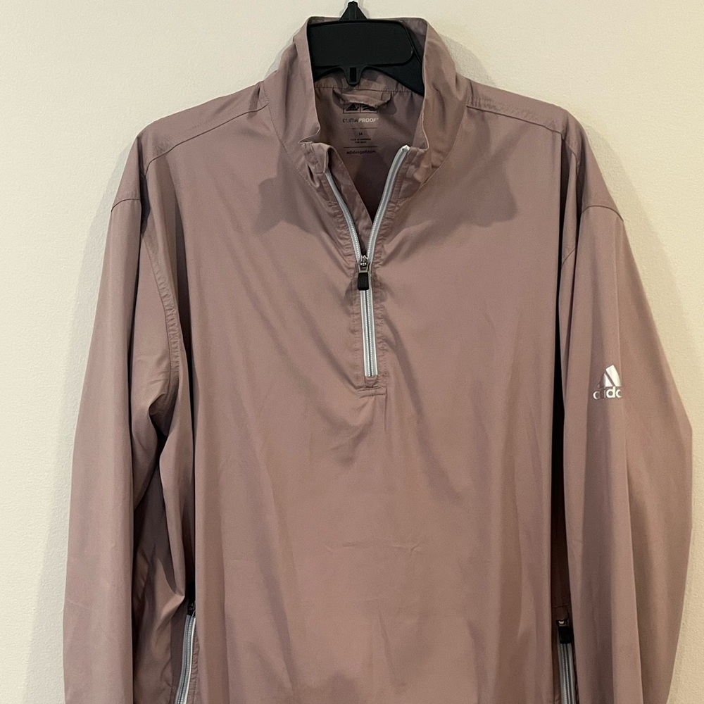 Men's Adidas Climaproof Golf Wind Full-zip Beige Jacket size Medium